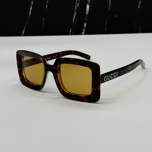 NEW GG1718S 002 GUCCI HAVANA YELLOW SQUARE WOMEN GUCCI SUNGLASSES - Picture 1 of 11